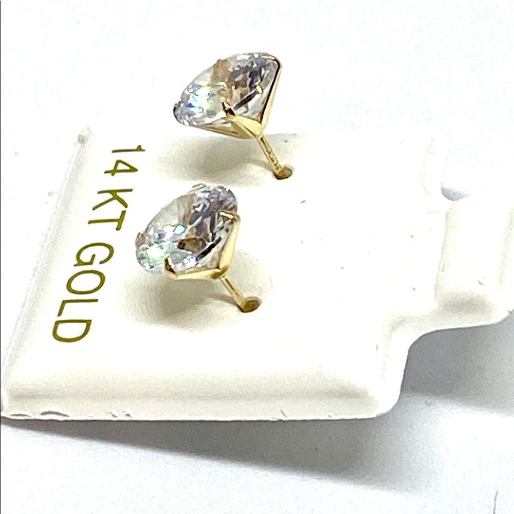 Studs diamonds CZ solid gold 14k pretty 2 carat - Picture 3 of 9